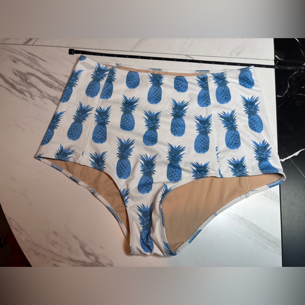 Kortni Jeane Blue Pineapple Print Swim Bodysuit